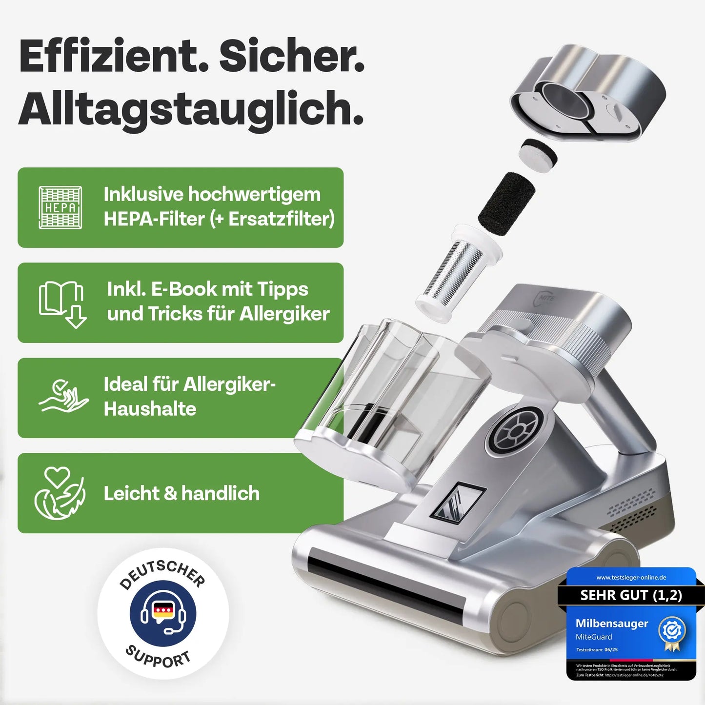 MITEGUARD MG-500UV Milbensauger - Effektiver Schutz gegen Hausstaubmilben MiteGuard