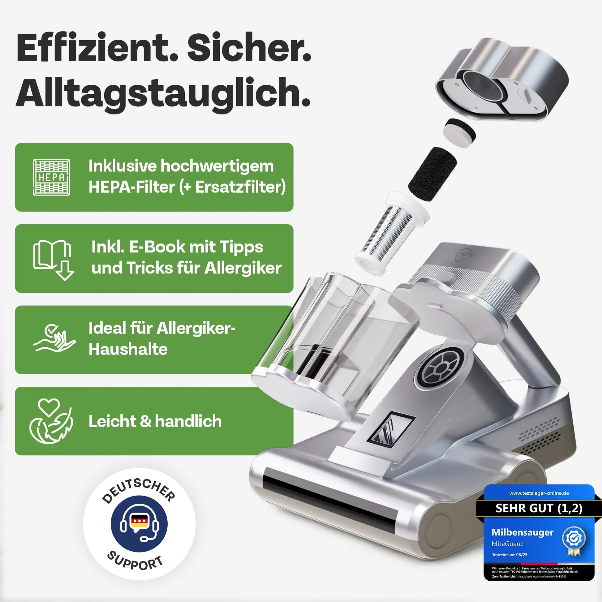 MITEGUARD MG-500UV Milbensauger - Effektiver Schutz gegen Hausstaubmilben MiteGuard