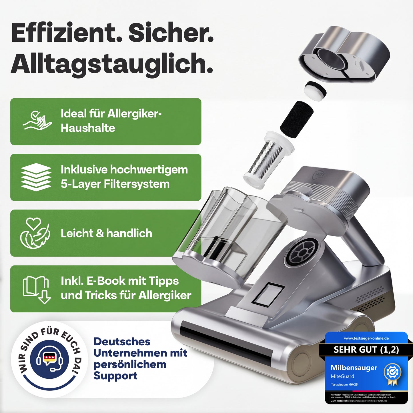 MITEGUARD® MG-500UV Milbensauger - Matratzensauger gegen Hausstaubmilben