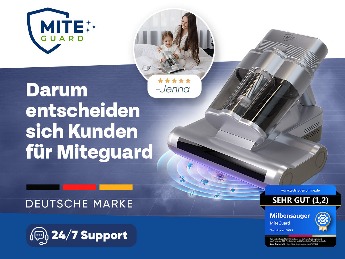 MITEGUARD® MG-500UV Milbensauger - Matratzensauger gegen Hausstaubmilben