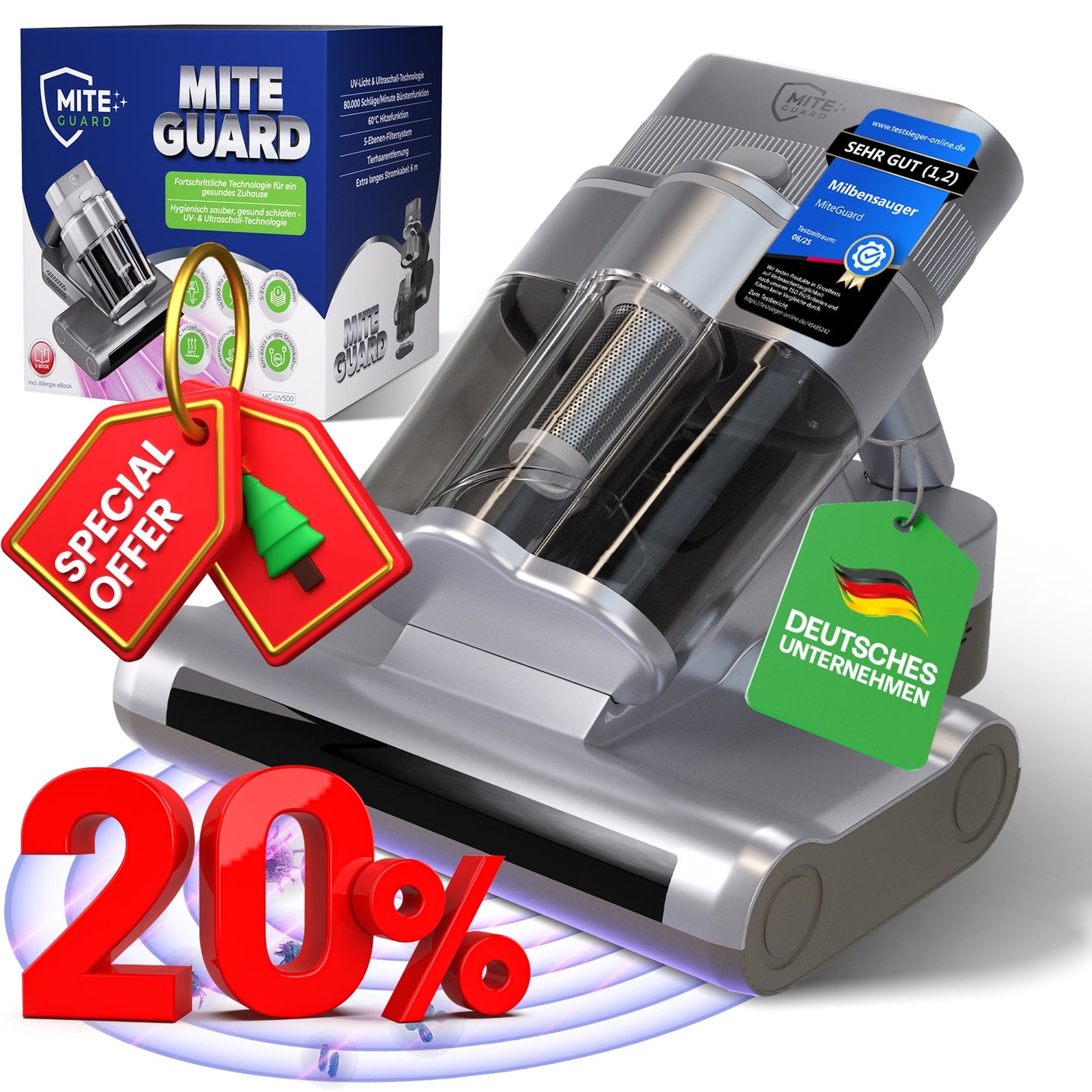 MITEGUARD® MG-500UV Milbensauger - Matratzensauger gegen Hausstaubmilben